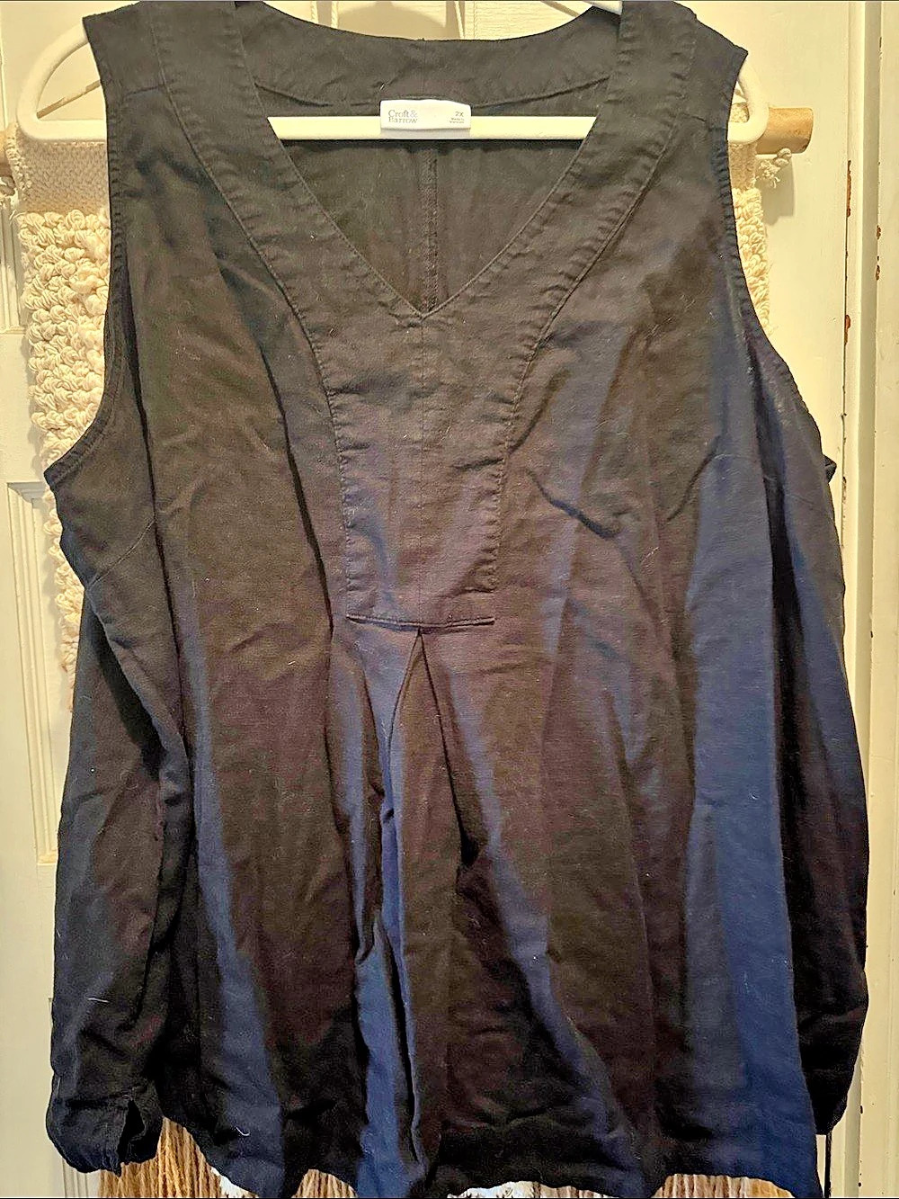 Croft & Barrow Women's Black Linen Blend Tunic 2X Like New